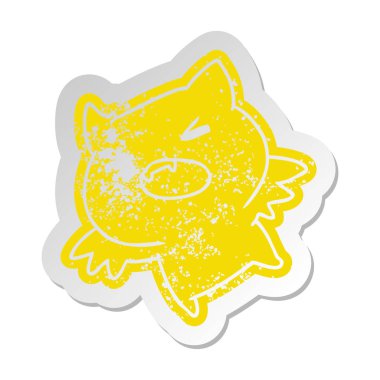 kawaii şirin yarasa sıkıntılı eski etiket