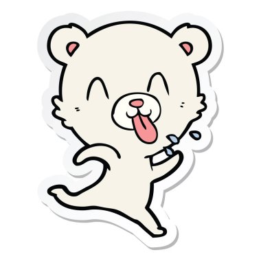 bir kaba karikatür kutup ayısı dilini çıkartma