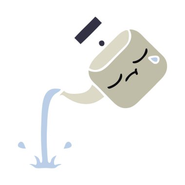 düz renk retro karikatür dökülen bir Kettle