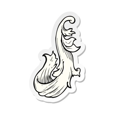 bir geleneksel el çekilmiş çiçek girdap etiket