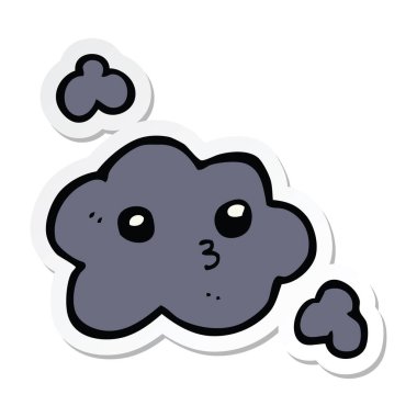 sevimli çizgi bulut etiket