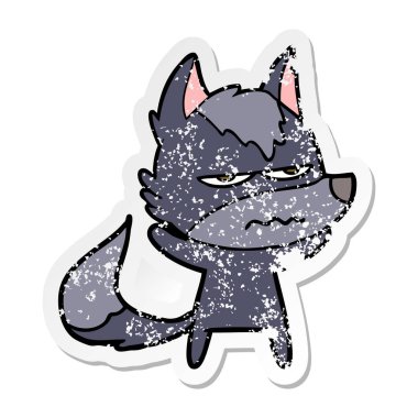 bir karikatür rahatsız kurt sıkıntılı etiket