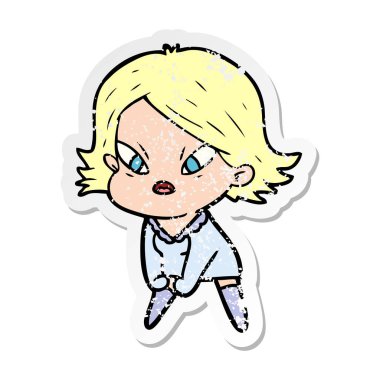 kadın bir karikatür sıkıntılı etiket vurguladı