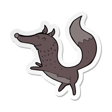 etiket bir karikatür mutlu kurt