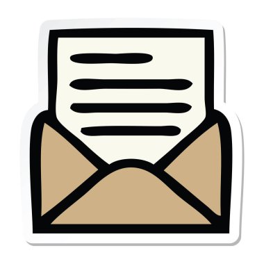 sevimli çizgi mektup ve zarf etiket