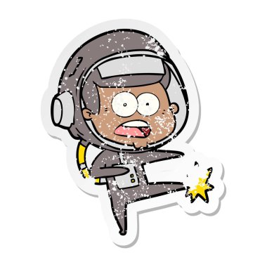 tekme bir karikatür sürpriz astronotun sıkıntılı etiket