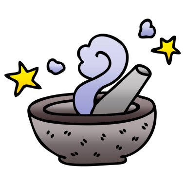 ilginç degrade çizgi film sihirli havaneli ve harç gölgeli