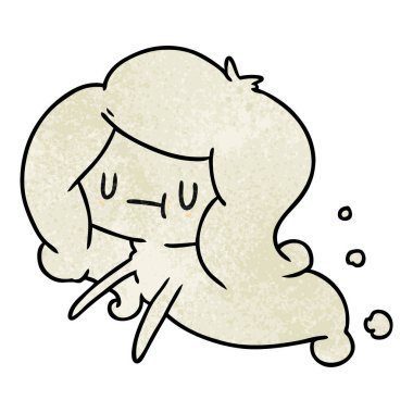 kawaii sevimli hayalet dokulu karikatür çizimi