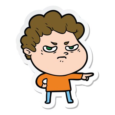 bir çizgi film kızgın adam etiketi