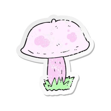 bir çizgi film mantar Retro sıkıntılı etiket