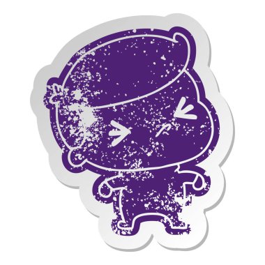 şirin bir kawaii sıkıntılı eski etiket çapraz bebek