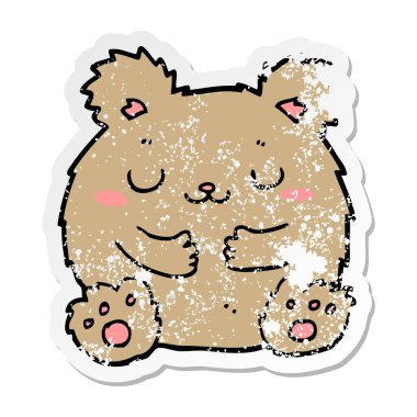 sevimli çizgi ayı sıkıntılı etiket