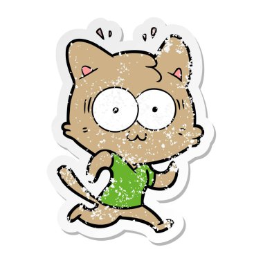 çalışan bir karikatür sürpriz kedi sıkıntılı etiket