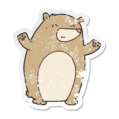 mutlu karikatür ayı sıkıntılı etiket