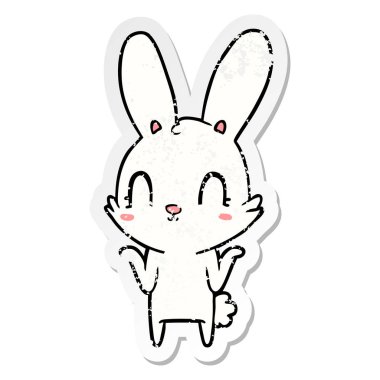 sevimli çizgi tavşan sıkıntılı etiket