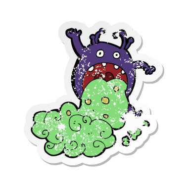 hasta olmanın bir çizgi film iğrenç canavar Retro sıkıntılı etiket