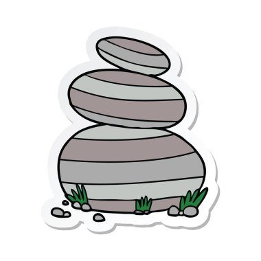 bir karikatür büyük etiket yığılmış taşlar
