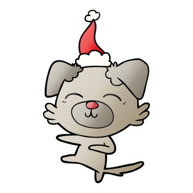 bir köpeğin giyen Noel Baba şapkası tekme degrade çizgi film