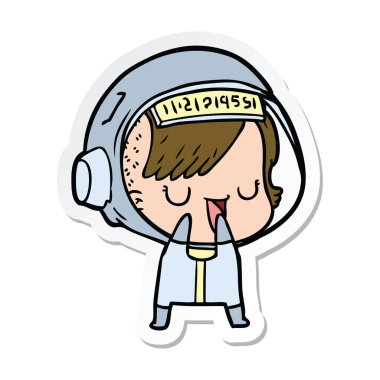 bir çizgi film astronot kadının etiket