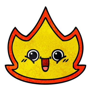 Retro grunge doku karikatür bir ateş
