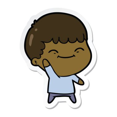 etiket bir karikatür mutlu çocuk