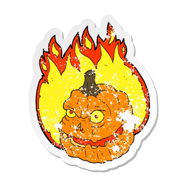 bir çizgi film ürkütücü kabak Retro sıkıntılı etiket