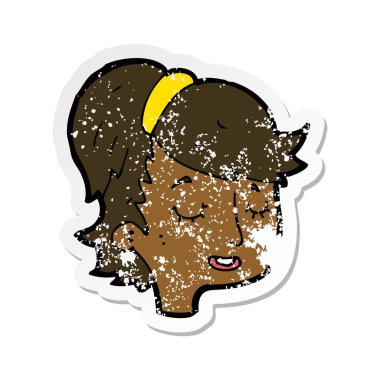 bir çizgi film oldukça kadın yüzü Retro sıkıntılı etiket