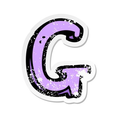 bir çizgi film mektup G Retro sıkıntılı etiket