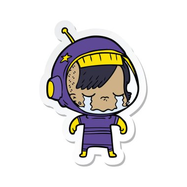 bir çizgi film ağlayan astronot kız etiketi