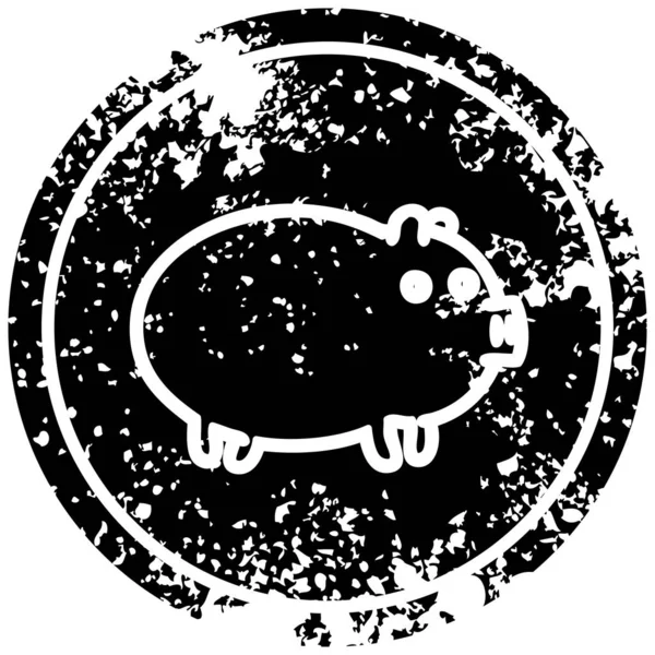 Fat pig distressed icon — Stock Vector