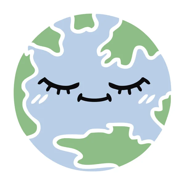 Плоский Цветной Ретро Мультфильм Планете Земля — стоковый вектор
