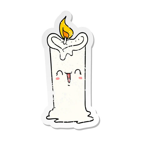 一个令人苦恼的贴纸的卡通快乐蜡烛 — 图库矢量图片