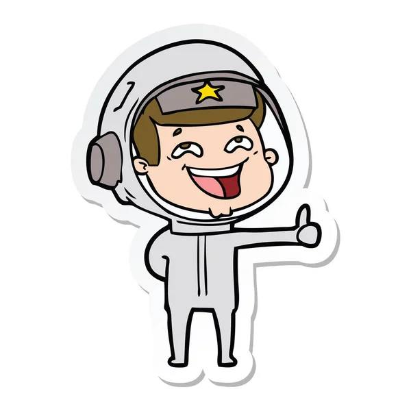 Sticker Cartoon Laughing Astronaut — Stock Vector