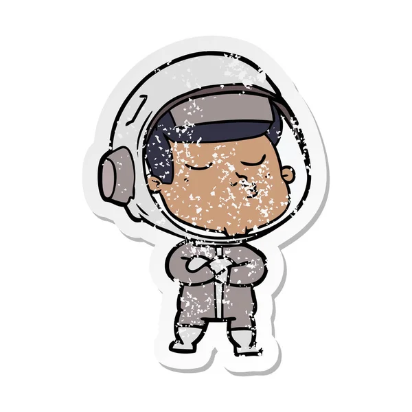 bir çizgi film emin astronotun sıkıntılı etiket