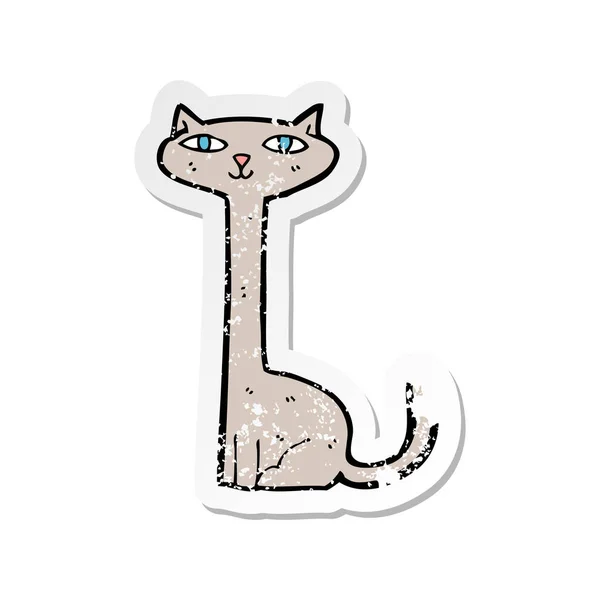 레트로 스티커 만화 고양이의 고민 — 스톡 벡터
