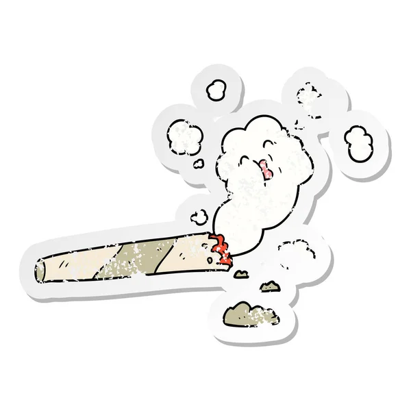 Autocollant Affligé Dessin Animé Fumant Cigarette — Image vectorielle