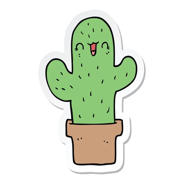 Pegatina Cactus Dibujos Animados — Vector de stock