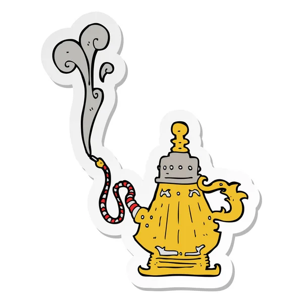 Sticker of a cartoon smoking hookah — Stock Vector