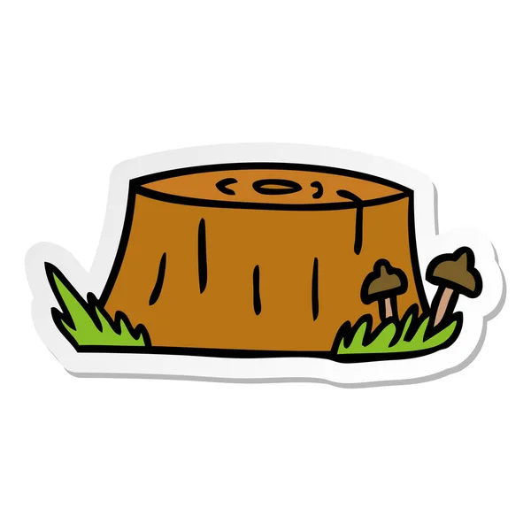 Etiqueta Desenhada Mão Desenho Animado Doodle Log Árvore — Vetor de Stock