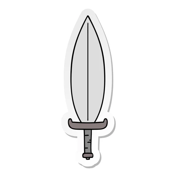 Autocollant dessin animé gribouille d'un couteau à feuilles magiques — Image vectorielle