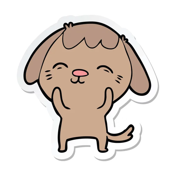 Samolepka pes šťastný karikatura — Stockový vektor