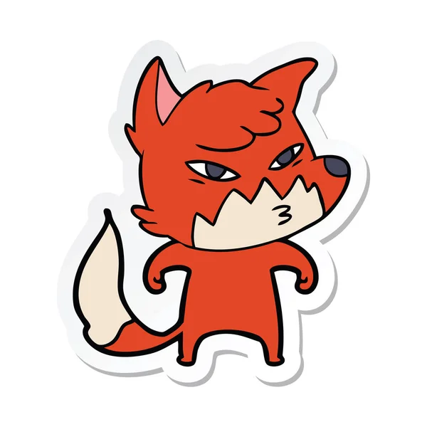 Sticker of a clever cartoon fox — Stock Vector