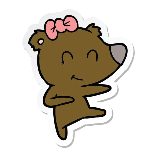 Sticker Van Een Vrouwelijke Bear Cartoon — Stockvector