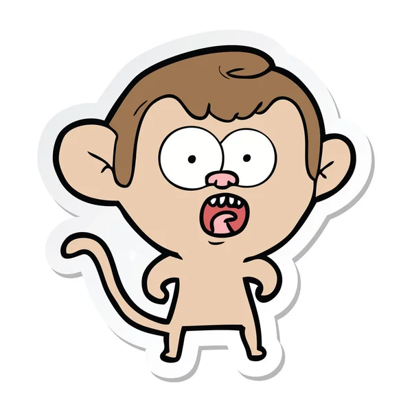 Sticker of a cartoon shocked monkey — Stock Vector