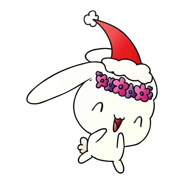 Navidad gradiente de dibujos animados de conejo kawaii — Vector de stock