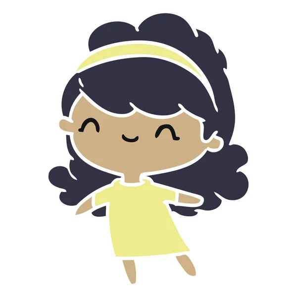Desenho animado kawaii menina com cabeça banda — Vetor de Stock