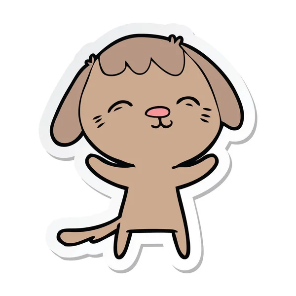 Sticker van een happy cartoon-hond — Stockvector