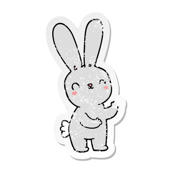 一个可爱的卡通兔子苦恼的贴纸 — 图库矢量图片