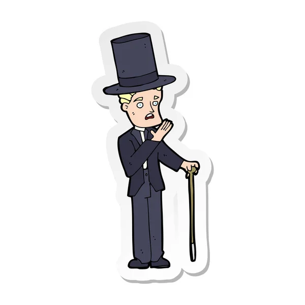 Sticker Cartoon Man Wearing Top Hat — Stock Vector