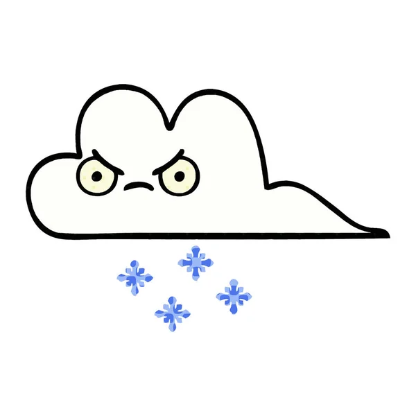 Desenhos Animados Estilo Banda Desenhada Uma Nuvem Neve — Vetor de Stock